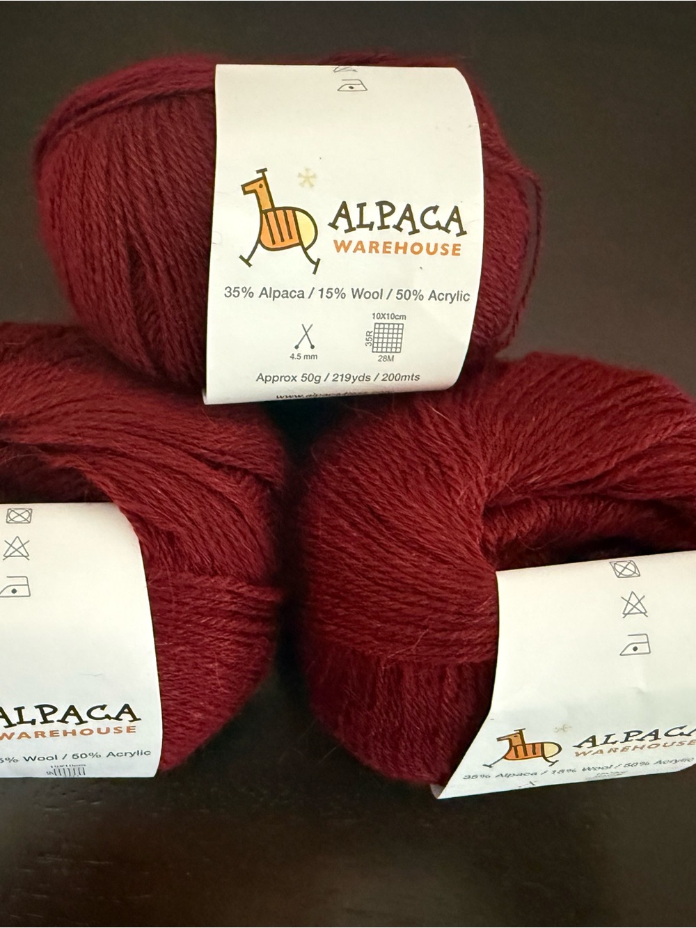 Alpaca Warehouse Burgundy Color Alpaca Blend Yarn 3 Balls
